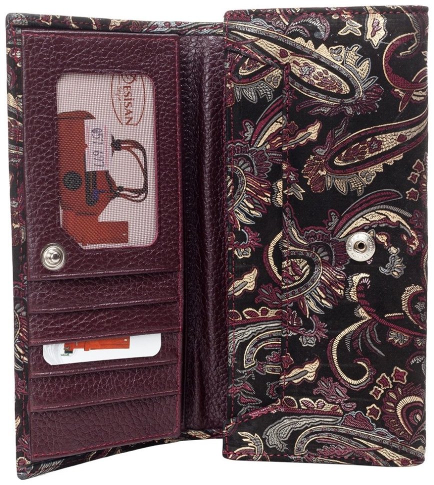 Крупный женский кошелек из натуральной кожи с цветочным принтом Desisan 79720 modnotak фото №3