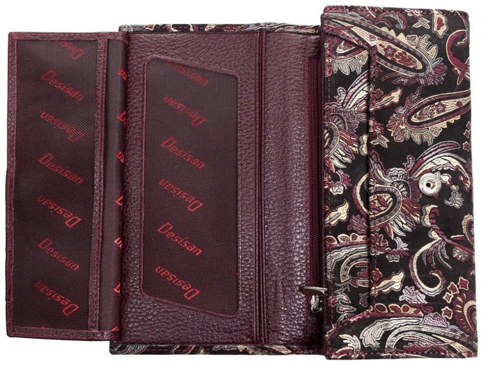 Крупный женский кошелек из натуральной кожи с цветочным принтом Desisan 79720 modnotak фото №4