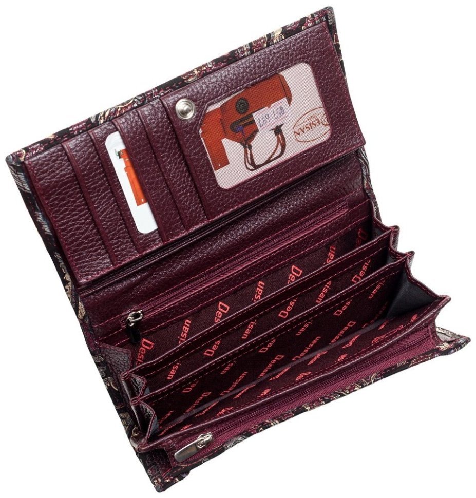 Крупный женский кошелек из натуральной кожи с цветочным принтом Desisan 79720 modnotak фото №5