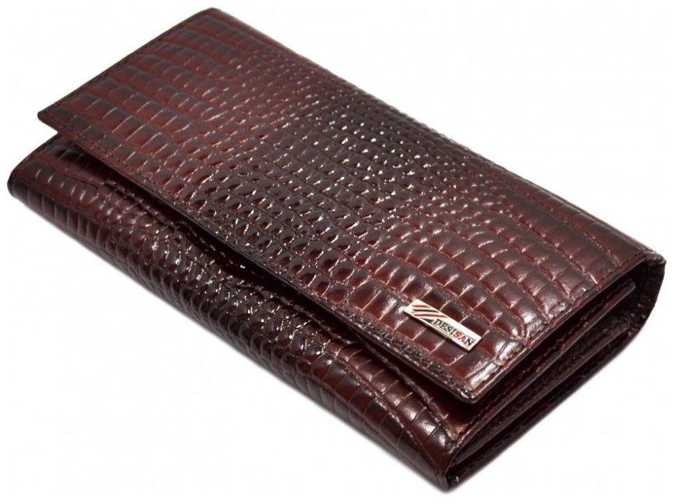 Бордовый женский кошелек из лакированной кожи под крокодила Desisan 80221 фото №5 Бордовый женский кошелек из лакированной кожи под крокодила Desisan 80221 modnotak фото №5