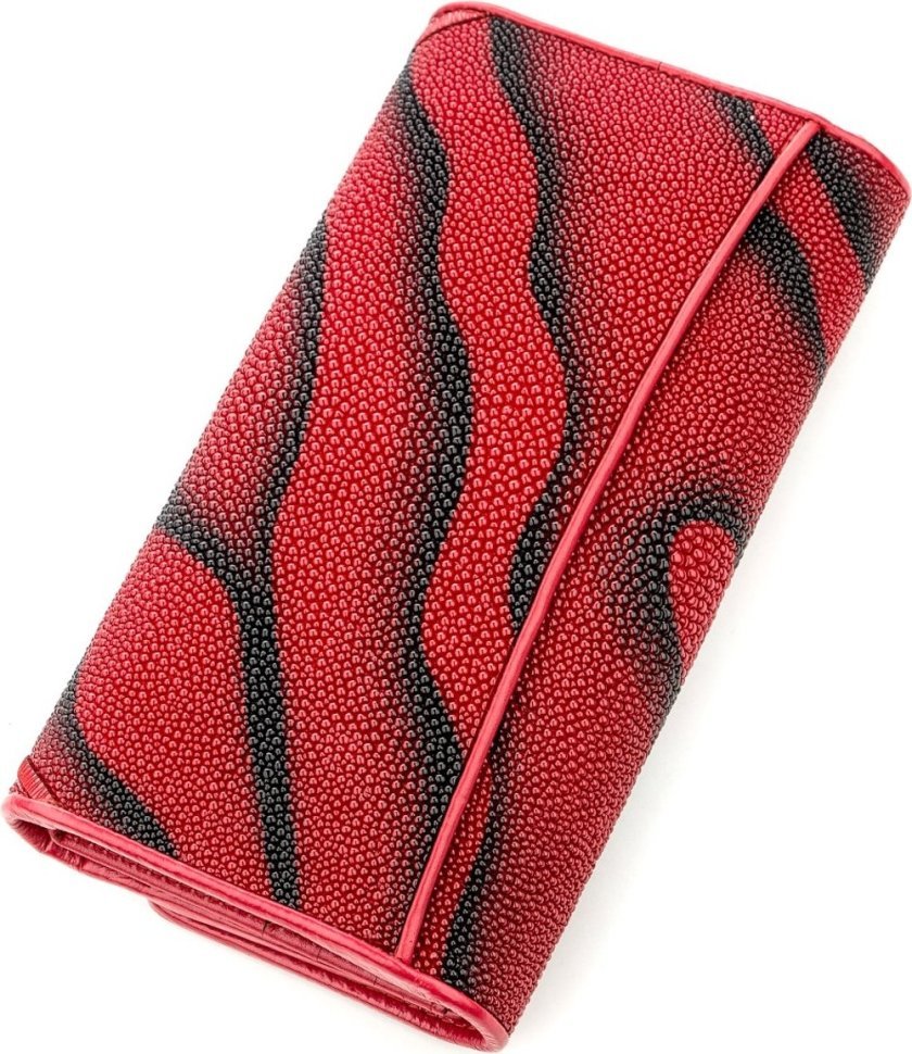 Великий жіночий гаманець червоного кольору зі шкіри морського ската STINGRAY LEATHER (024-18536)