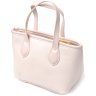 Компактна жіноча сумка з натуральної шкіри молочного кольору з ручками Vintage 2422284 - 1