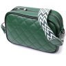 Зеленая женская сумка из натуральной кожи с текстильным ремешком на плечо Vintage 2422384 - 1