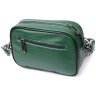 Зеленая женская сумка из натуральной кожи с текстильным ремешком на плечо Vintage 2422384 - 2