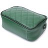 Зелена жіноча сумка з натуральної шкіри з текстильним ремінцем на плече Vintage 2422384 - 3