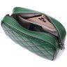 Зеленая женская сумка из натуральной кожи с текстильным ремешком на плечо Vintage 2422384 - 5