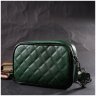 Зеленая женская сумка из натуральной кожи с текстильным ремешком на плечо Vintage 2422384 - 7