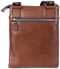 Чоловіча сумка планшет із натуральної фактуронної шкіри світло-коричневого кольору Desisan 80621