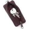 Компактная кожаная женская ключница марсалового цвета на молнии ST Leather 70821 - 3