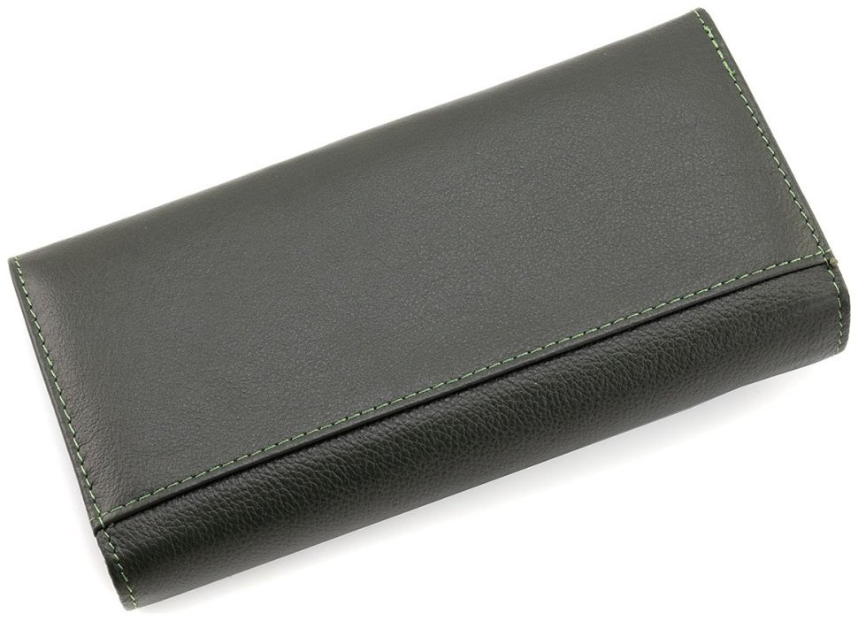 Женский кошелек из натуральной кожи зеленого цвета с большой монетницей ST Leather 90821 modnotak фото №4