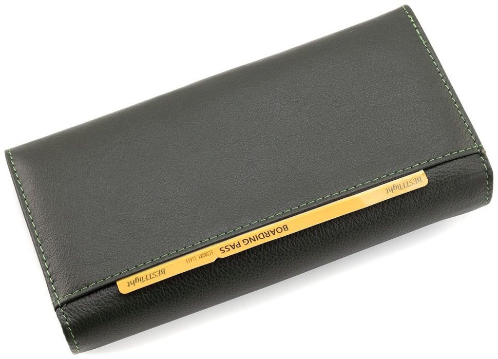 Женский кошелек из натуральной кожи зеленого цвета с большой монетницей ST Leather 90821 modnotak фото №5