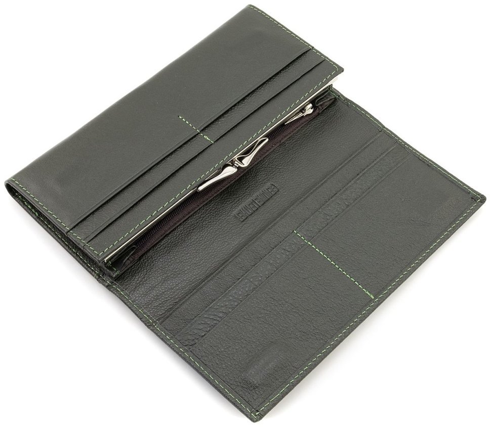 Женский кошелек из натуральной кожи зеленого цвета с большой монетницей ST Leather 90821 modnotak фото №7