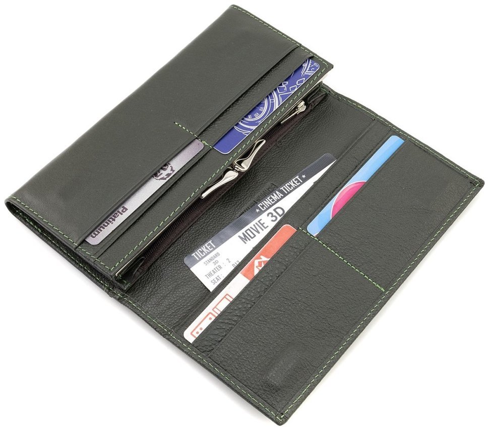 Женский кошелек из натуральной кожи зеленого цвета с большой монетницей ST Leather 90821 modnotak фото №10