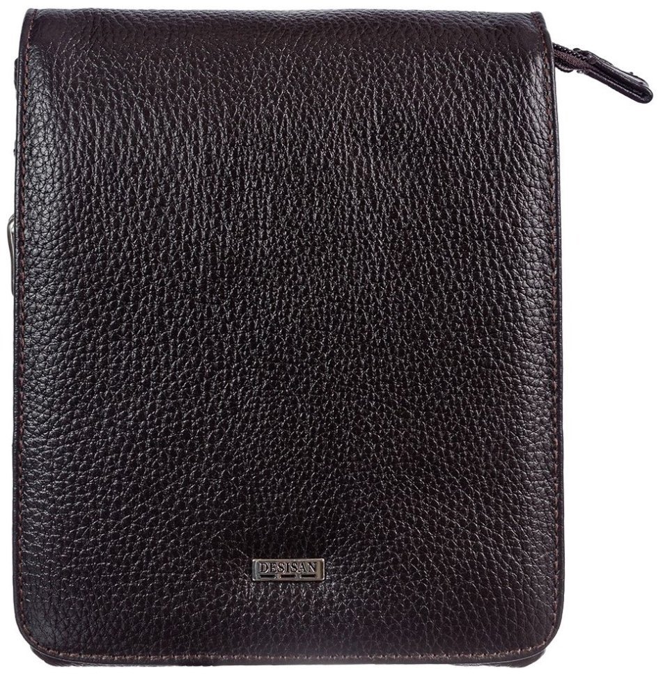 Качественная мужская сумка планшет из натуральной кожи DESISAN 81321 Коричневая modnotak фото №1