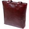 Бордова жіноча сумка-шоппер із натуральної високоякісної шкіри Shvigel (16368) - 2