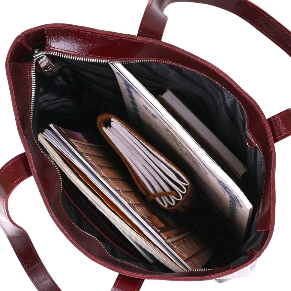 Бордова жіноча сумка-шоппер із натуральної високоякісної шкіри Shvigel (16368)