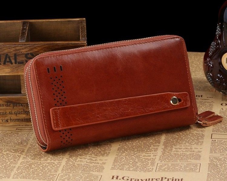 Популярний шкіряний чоловічий клатч коричневого кольору VINTAGE STYLE (14195)