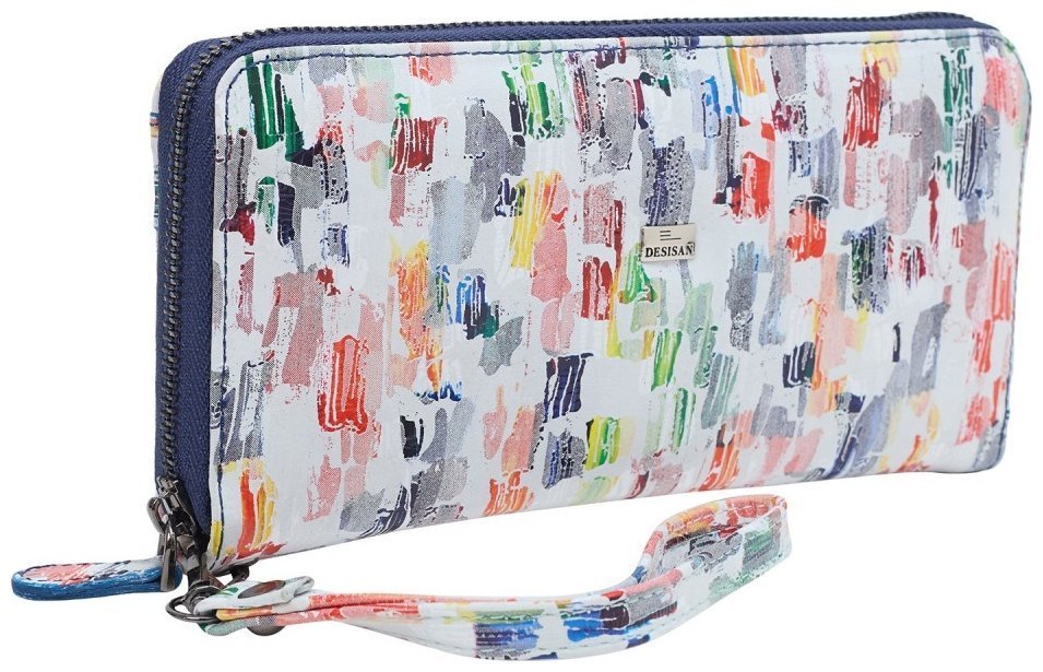 Светлый женский кошелек из натуральной кожи с ярким принтом Desisan 81521 modnotak фото №2