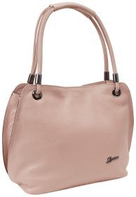 Пудрова жіноча сумка з натуральної шкіри флотар з довгими ручками Desisan 81721