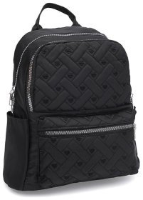Жіночий текстильний рюкзак чорного кольору із сердечками Monsen 71821