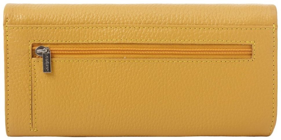 Горчичный женский кошелек большого размера из фактурной кожи Desisan 81821 modnotak фото №2