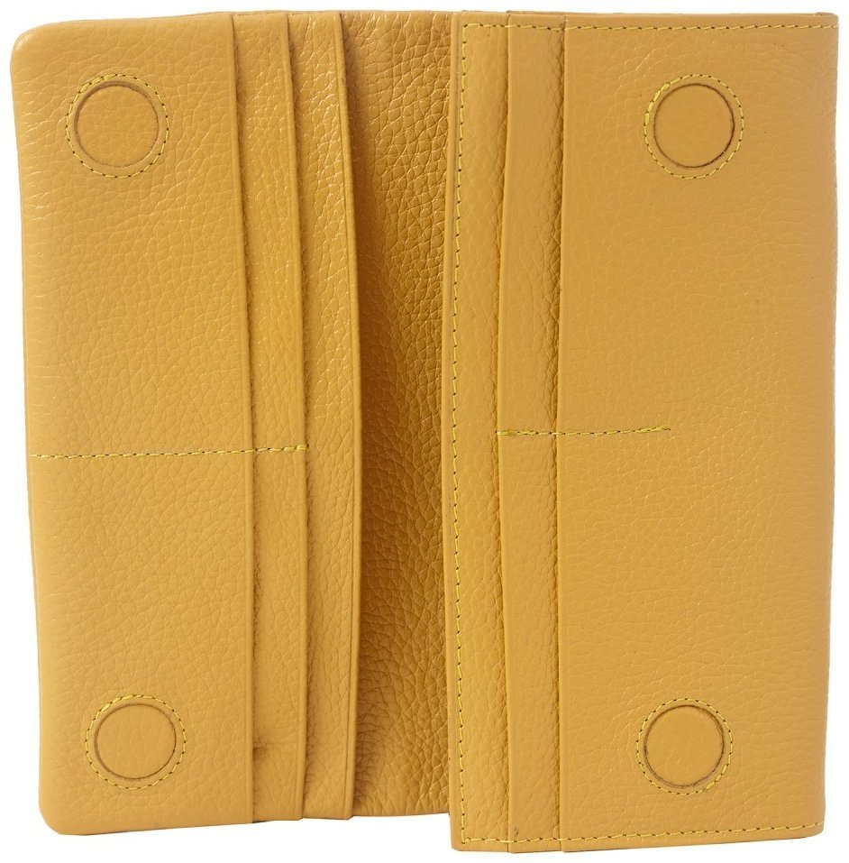 Горчичный женский кошелек большого размера из фактурной кожи Desisan 81821 modnotak фото №3