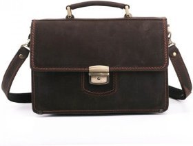 Мужской винтажный малый портфель из натуральной крепкой кожи - Старинная Италия (10023)