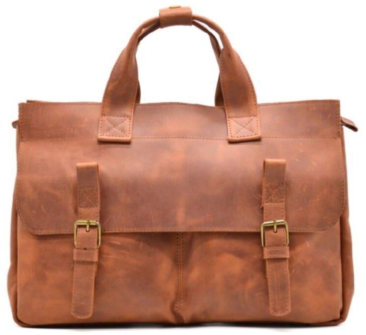 Светло-коричневая мужская сумка из кожи крэйзи хорс для ноутбука и документов TARWA (19827)