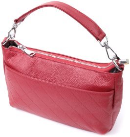 Жіноча сумка з натуральної шкіри середнього розміру з трьома відділеннями Vintage 2422803 червоного кольору
