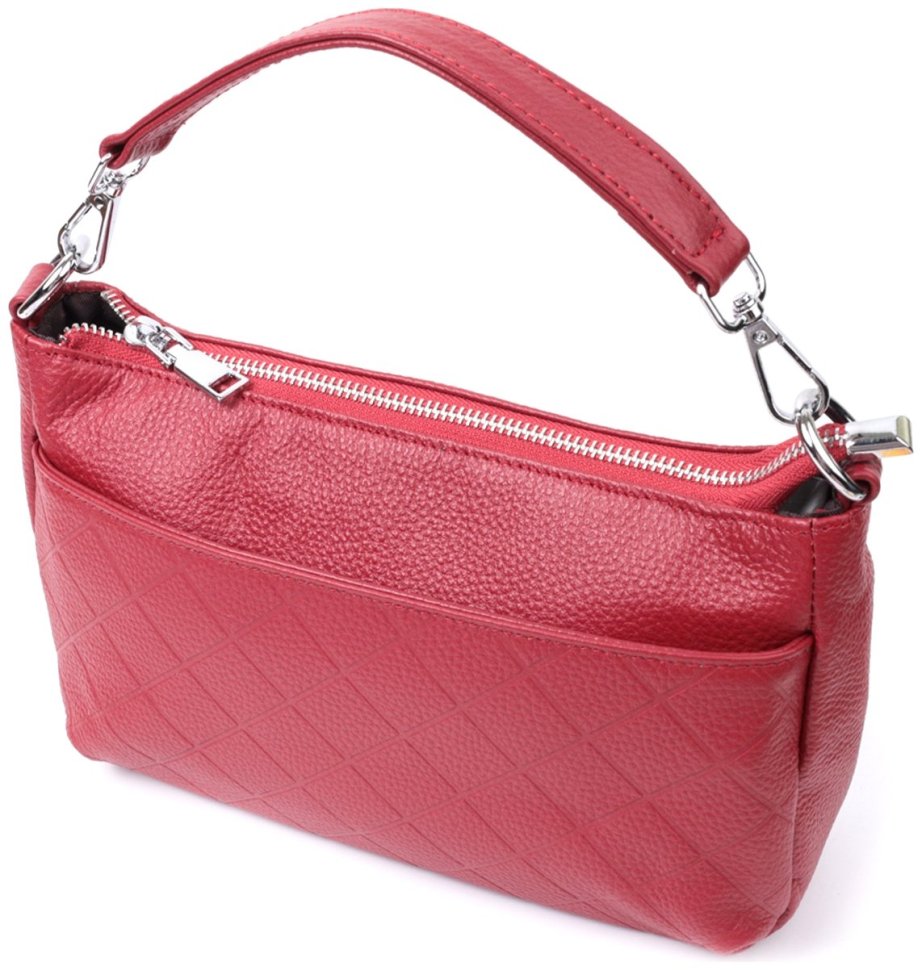 Женская сумка из натуральной кожи среднего размера с тремя отделениями Vintage 2422803 красного цвета modnotak фото №1