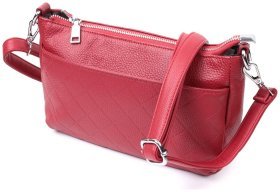 Жіноча сумка з натуральної шкіри середнього розміру з трьома відділеннями Vintage 2422803 червоного кольору