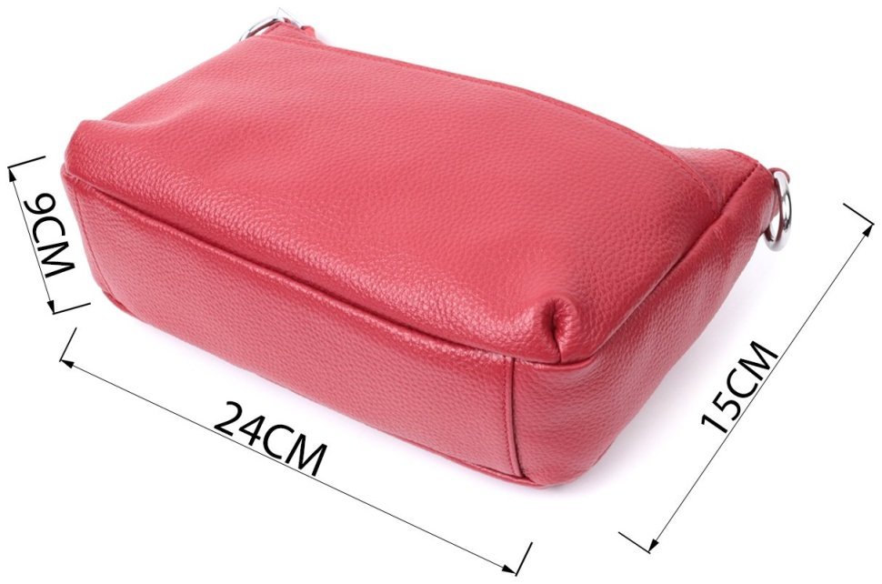 Женская сумка из натуральной кожи среднего размера с тремя отделениями Vintage 2422803 красного цвета modnotak фото №3