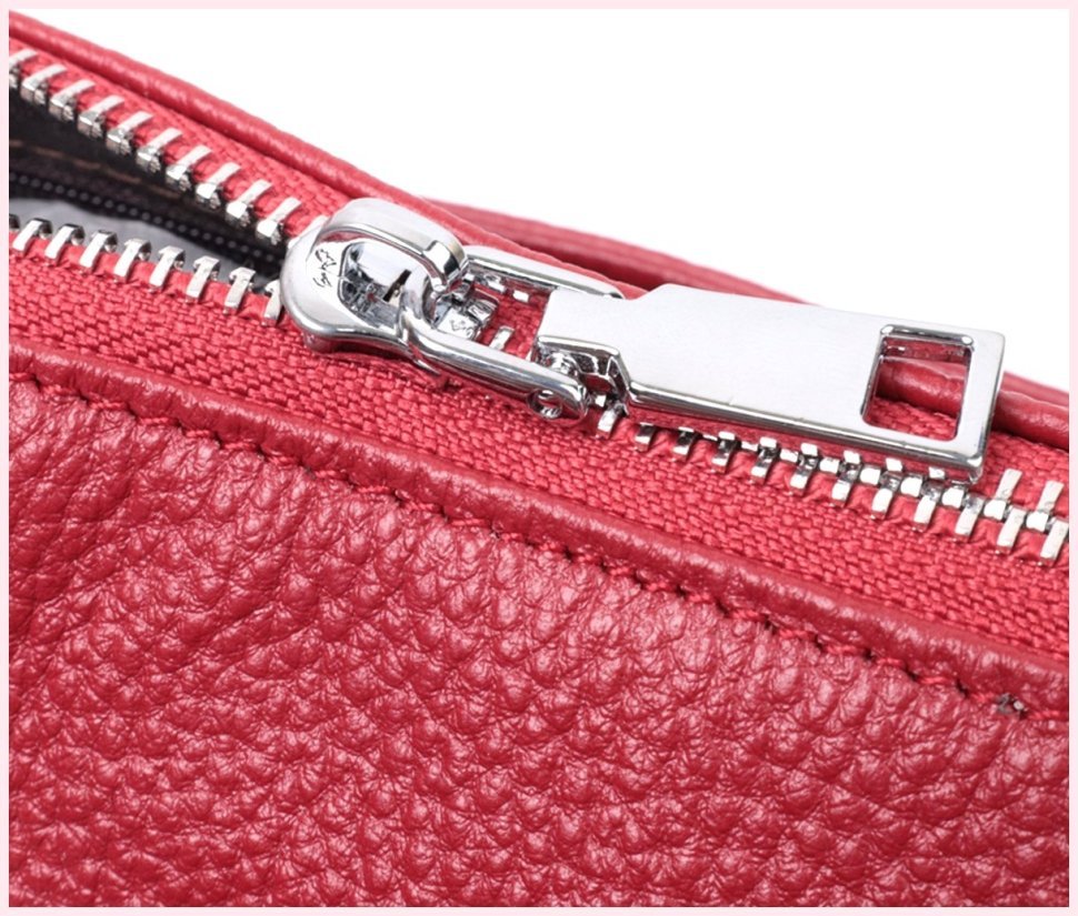 Женская сумка из натуральной кожи среднего размера с тремя отделениями Vintage 2422803 красного цвета modnotak фото №6