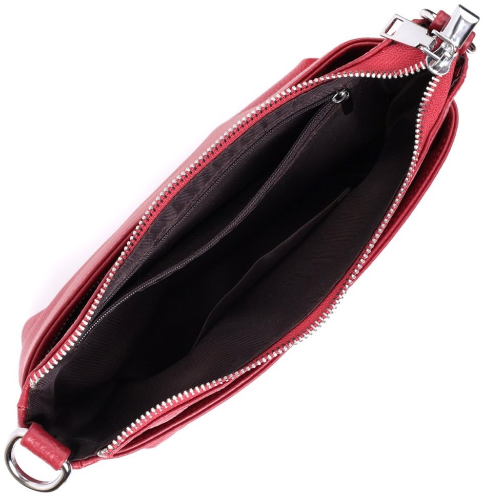 Женская сумка из натуральной кожи среднего размера с тремя отделениями Vintage 2422803 красного цвета modnotak фото №8