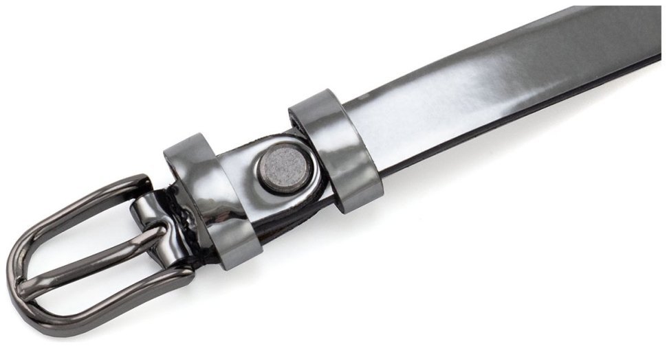 Тонкий женский кожаный лаковый ремень в цвете темное серебро Remar 15139 фото №2 Тонкий женский кожаный лаковый ремень в цвете темное серебро Remar 15139 modnotak фото №2