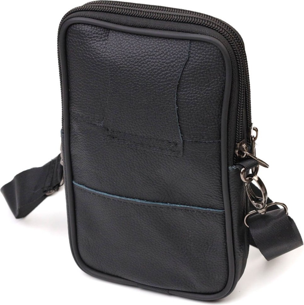 Вертикальная поясная мужская сумка маленького размера из натуральной кожи Vintage (2421487)