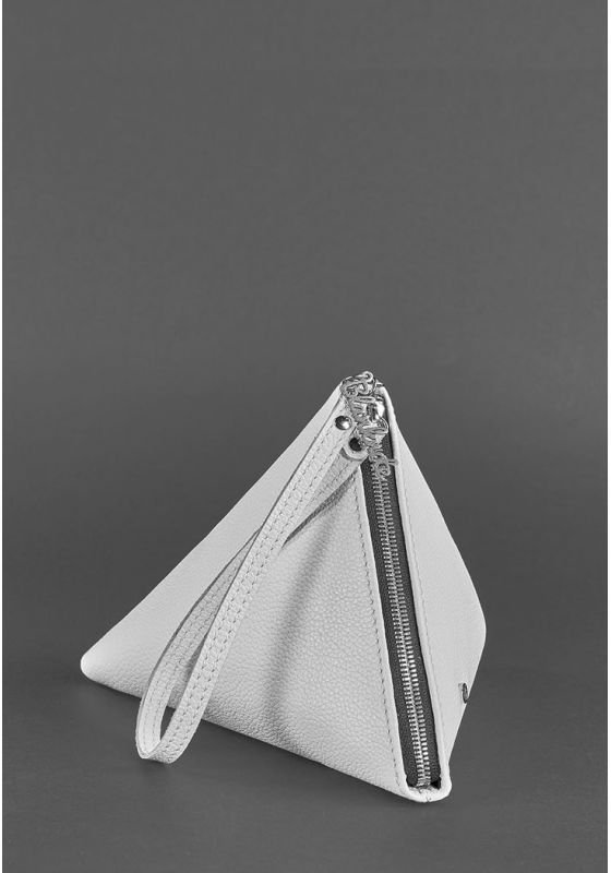 Жіноча сумка-косметичка з натуральної білої шкіри BlankNote Піраміда (12715)