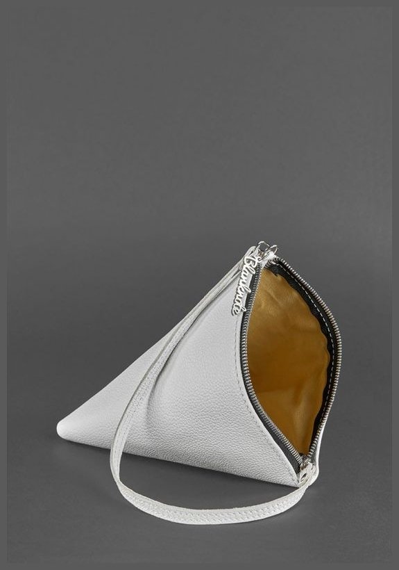 Женская сумка-косметичка из натуральной белой кожи BlankNote Пирамида (12715)