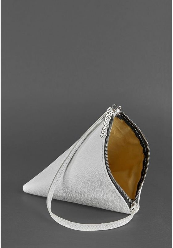 Женская сумка-косметичка из натуральной белой кожи BlankNote Пирамида (12715)
