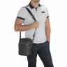 Средняя мужская сумка-барсетка из зернистой черной кожи Tiding Bag (21574) - 2