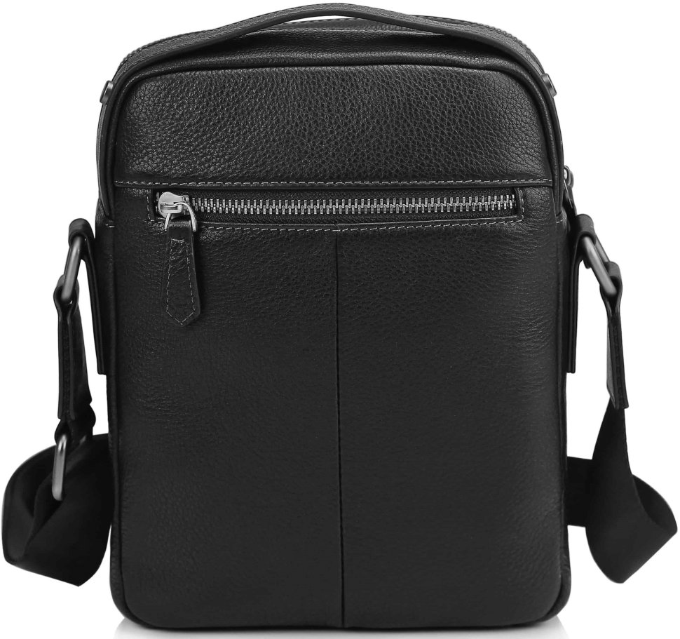 Середня чоловіча сумка-барсетка із зернистої чорної шкіри Tiding Bag (21574)