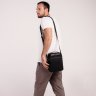 Средняя мужская сумка-барсетка из зернистой черной кожи Tiding Bag (21574) - 7