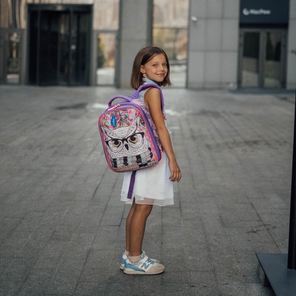 Школьный рюкзак для девочек из износостойкого текстиля с принтом совы Bagland (53821)
