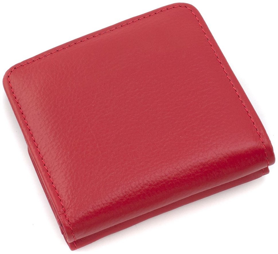 Красный женский кошелек миниатюрного размера из натуральной кожи с монетницей ST Leather 73821