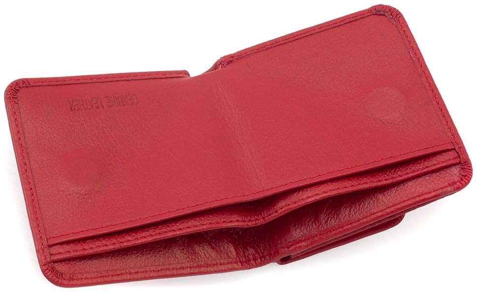Красный женский кошелек миниатюрного размера из натуральной кожи с монетницей ST Leather 73821