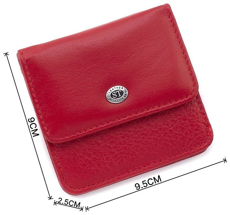 Червоний жіночий гаманець мініатюрного розміру із натуральної шкіри з монетницею ST Leather 73821 modnotak фото №3