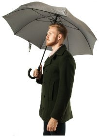 Мужской зонт-трость Fulton Knightsbridge-2 G451 Grey (Классический, серый в белую полоску, полуавтомат) 93821