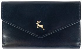 Качественный женский кошелек из гладкой кожи на кнопке Ashwood V62 94021 синего цвета