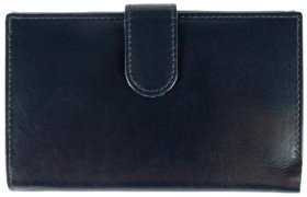 Качественный женский кошелек из гладкой кожи на кнопке Ashwood V62 94021 синего цвета