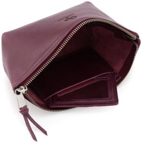 Бордовая женская косметичка из гладкой кожи на змейке Grande Pelle (21011)